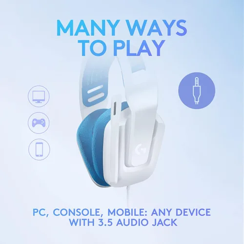 Vista 3 de Logitech G335 - Auriculares con cable para videojuegos, micrófono abatible, conector de audio de 3.5 mm, almohadillas de espuma viscoelástica
