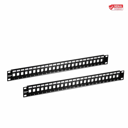 Vista 9 de TRENDnet Paneles de Parche Keystone 1U en blanco de 24 puertos, TC-KP24/2, Carcasa de Montaje en Rack Metálica de 1U 19", recomendada con conectores