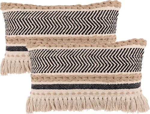 Vista 9 de REDEARTH · Fundas de Cojines Decorativos con Mechones - Fundas Decorativas Tejidas con Textura Boho para Sofá, Cama, Casa de Campo, Silla, Patio