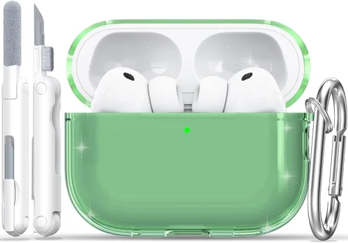 Vista 42 de RFUNGUANGO AirPods Pro - Funda transparente de TPU suave con kit de limpieza y llavero, compatible con Magsafe, funda protectora compatible