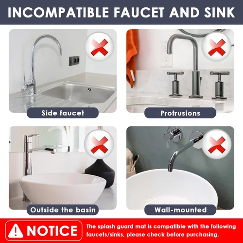 Vista 4 de Sink Faucet Splash Guard Mat, Kitchen Silicone Faucet Handle Drip Catcher Tray, Sink Protectors for Kitchen Sink, Foldable Sink Faucet Water Catcher