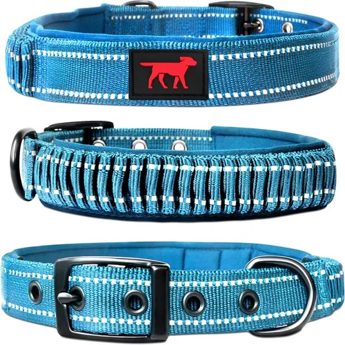 Vista 10 de Tuff Pupper Collar de perro resistente con asa Collar de nailon balístico resistente Collar de perro reflectante acolchado con hardware