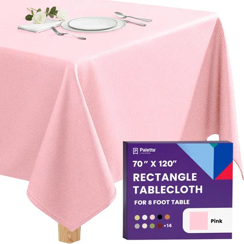 Vista 122 de Gee Di Moda Mantel Rectangular - Mantel de 70 x 120 Pulgadas Color Carbón para Mesas Rectangulares de 6 u 8 Pies - Tela Resistente y Duradero Gris