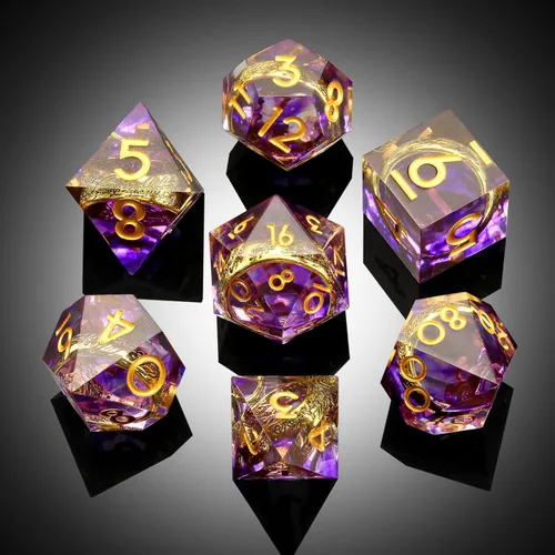 Vista 19 de DNDND Dados de Resina Ojo DND de Borde Afilado Dado de D&D con Estuche de Regalo para Juego de Dungeons and Dragons (Ojo de Dragón Verde)