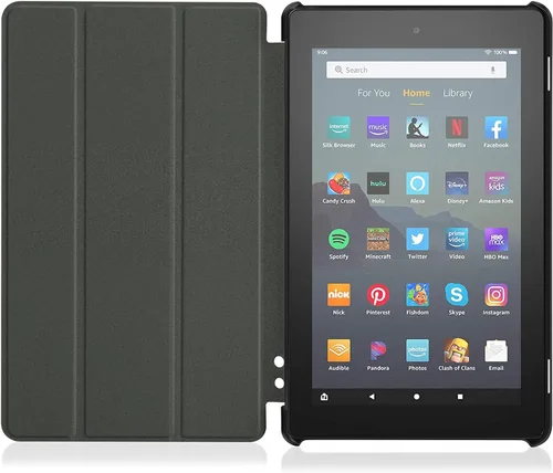 Vista 6 de TNP - Funda para tablet Tienda Kindle Fire 7 de 9 y 7 generación 2019 2017, funda protectora de piel sintética delgada inteligente con encendido