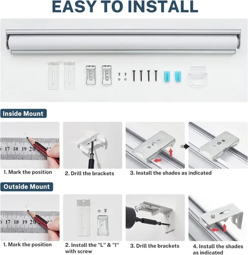 Vista 8 de Persianas enrollables opacas sin cordones con aislamiento térmico, impermeables, resistentes al fuego, resistentes a las arrugas, persianas