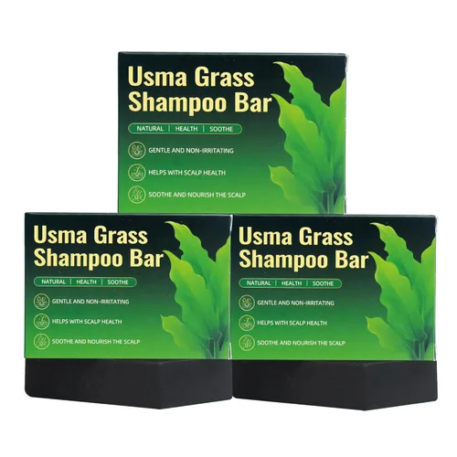 Vista 10 de Usma Grass - Barra de champú sólido para adelgazar el cabello, barras de rutina de jugo Usman para engrosar y oscurecer, pérdida de cabello