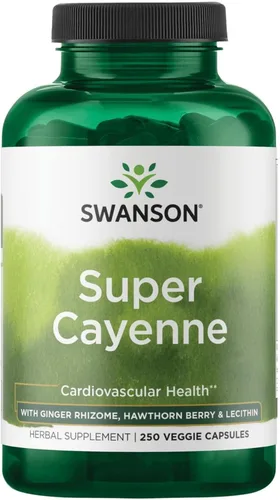 Swanson Super Cayenne - Suplemento de hierbas que promueve la salud del corazón, la circulación y el flujo sanguíneo - Fórmula natural con rizoma de