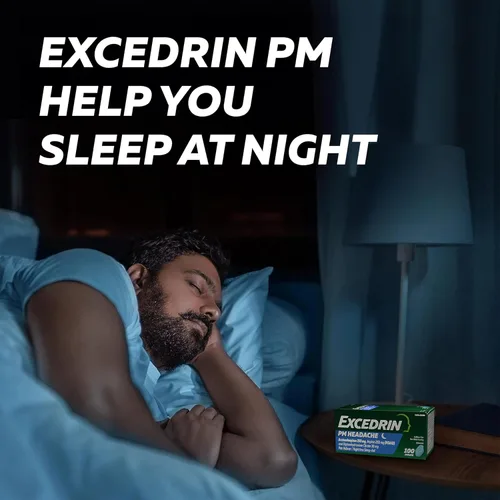 Vista 3 de Excedrin PM Sleep Aid con cápsulas para aliviar el dolor de cabeza para dolores de cabeza nocturnos e insomnio, 100