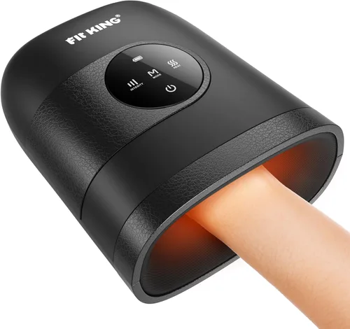 FIT KING Masajeador de manos con calor para masaje de manos y artritis, túnel carpiano, alivio del entumecimiento de los dedos, inalámbrico,