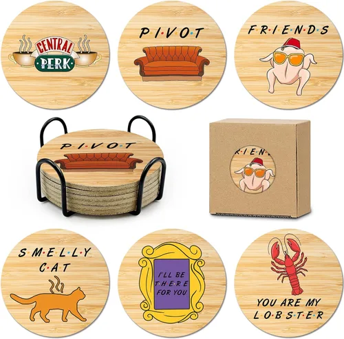 Vista 12 de 6 posavasos con soporte para posavasos de corcho Always Sunny in Philadelphia para bebidas, mercancía del programa de televisión Always Sunny in