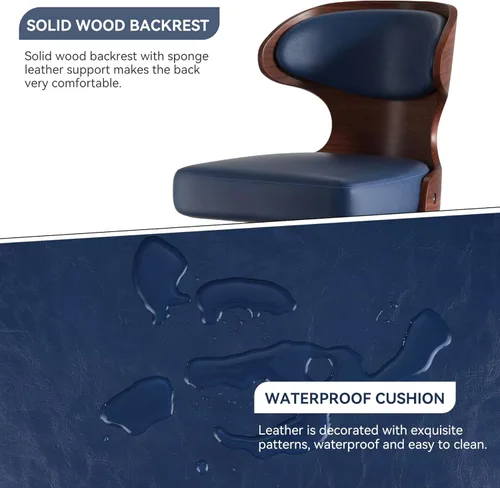 Vista 13 de Nalupatio Juego de 3 taburetes de bar con altura ajustable de 24.5 a 33.5 pulgadas, taburetes de bar giratorios de madera curvada con respaldo