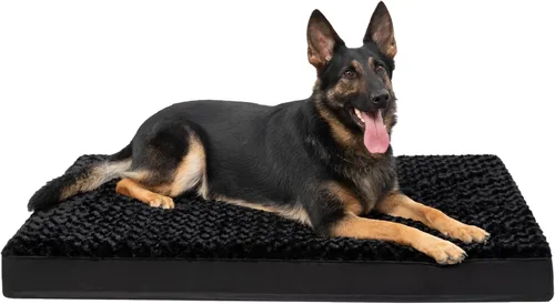 Vista 12 de KSIIA Alfombrilla de Cama para Jaula de Perro Impermeable para Jaula, Cama de Terciopelo Rosa Suave para Perros Medianos con Funda Lavable Negro