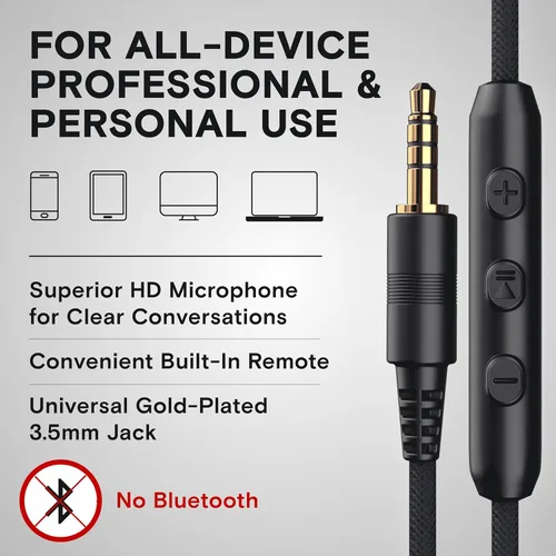 Vista 5 de Artix CL750 audífonos plegables con aislamiento de sonido, supraaurales, con cable, con micrófono y control de volumen, audífonos estéreo