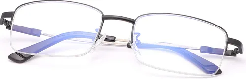 Vista 7 de LJIMI - Lentes de lectura presbípicos multienfoque progresivos, bloqueo de luz azul, medio marco, aleación de titanio, sin línea, multifocal