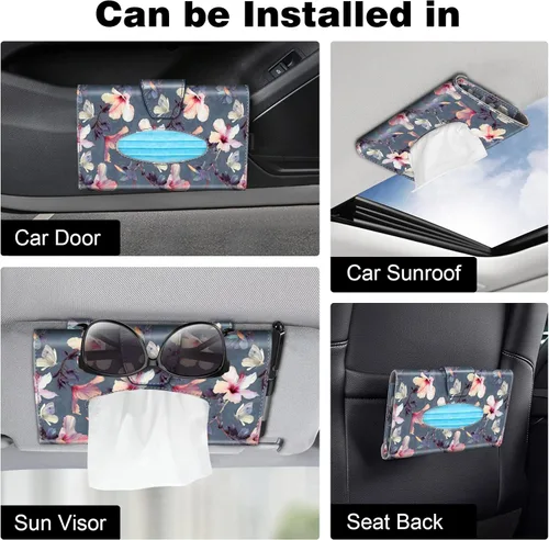 Vista 6 de CaseBot - Soporte de pañuelos para visera de coche, soporte de servilletas para visera de sol, porta mascarillas para coche, caja de pañuelos