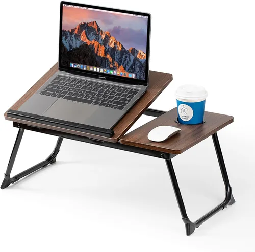 Vista 10 de Mesa para Laptop para Cama y Sofá, Mesa de Cama Plegable Ajustable con Portavasos, Bandeja para Servir Desayuno, Soporte de Mesa Portátil