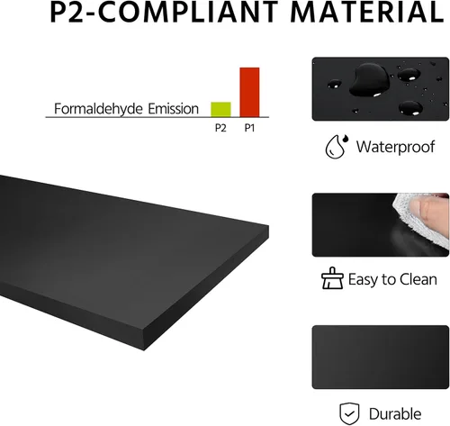 Vista 4 de Yaheetech - Mesita de noche con cajones, mesa auxiliar de cabecera con 3 cajones y base resistente, mesa de acento de madera con espacio de Negro
