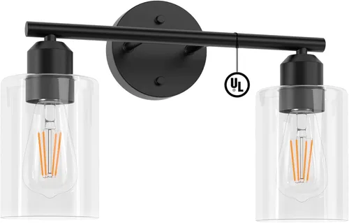 Vista 13 de Espird Lámpara de baño negra de 3 luces para tocador, moderna lámpara de pared para baño, lámpara de pared de granja, apliques de pared negro mate
