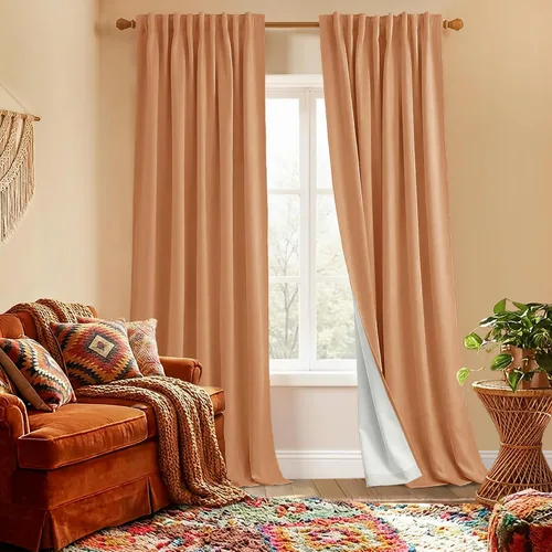 Vista 17 de PANELSBURG - Juego de 2 paneles de cortinas opacas de 96 pulgadas de largo, estilo bohemio, rústico, para oscurecer habitación, cortinas térmicas