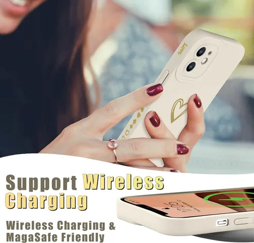 Vista 7 de Teageo Funda compatible con iPhone 12 de 6.1 pulgadas para mujeres y niñas, bonito corazón de amor de lujo