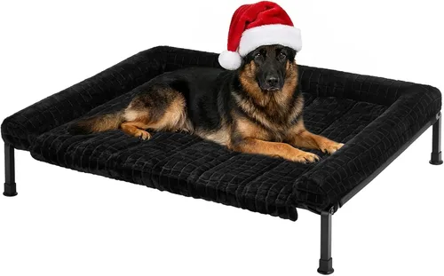 Vista 13 de Veehoo Cama Elevada para Perros de Tamaño Grande con Cojín Reforzado de Felpa Esponjosa, Cama Sofá Ortopédica Lavable para Perros, Catre Elevado