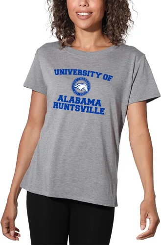 Vista 318 de Colección oficial de camisetas sueltas con logotipo de círculo envejecido universitario para mujer, jaspeado atlético