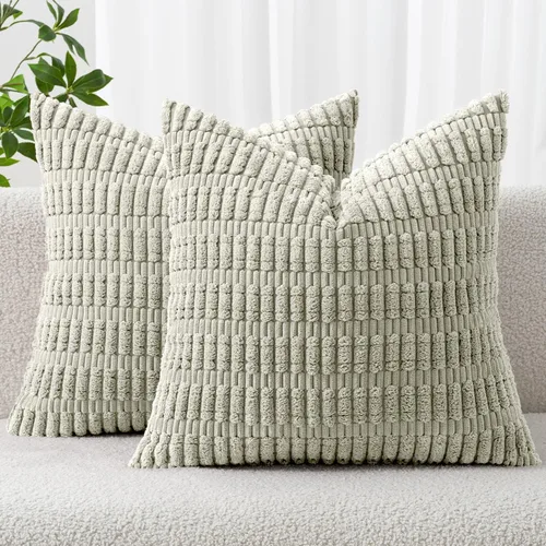 Vista 31 de MIULEE - Paquete de 2 fundas de cojín decorativas de corduroy, estilo euro, con diseño boho a rayas, suaves, decoración moderna del hogar