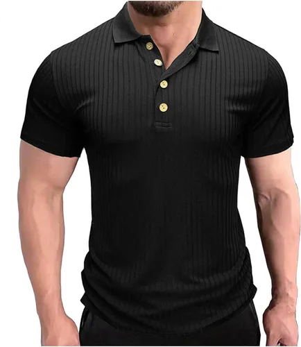 Vista 6 de Short Sleeve Button Up Shirts for Men Casual Stylish Striped Summer Tee Regular-Fit Big and Tall Black T Shirt