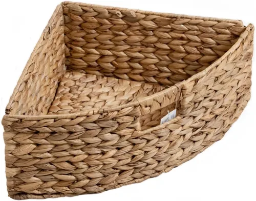 Vista 20 de Hampton Meadows - Armario de almacenamiento de mesa esquinera de 3 niveles en X con 3 cestas de mimbre, nogal