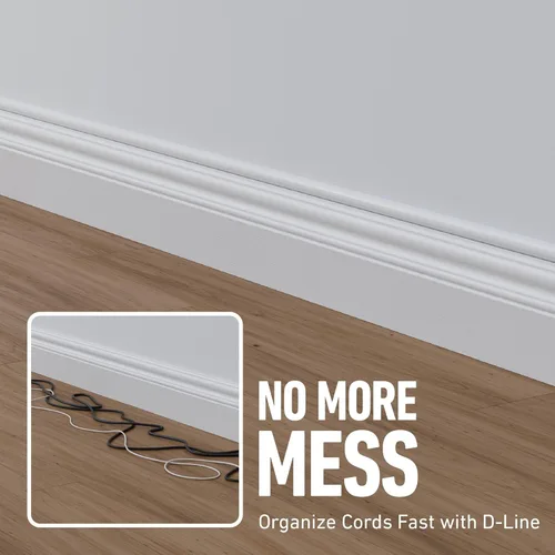 Vista 5 de D-Line Ocultador de cable semicircular, cubierta de cable patentada, para ocultar cables de montaje en pared de TV, canaleta para cables, cubiertas
