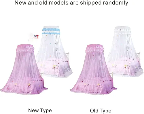 Vista 7 de Sorandy Cortina de cama de princesa de encaje con toldo redondo para cama de niños, cúpula universal para colgar en la cama, decoración