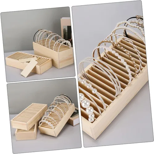 Vista 5 de Didiseaon Divisores de tarjetas de visita Soporte de joyería Soporte de diadema Soporte de madera para oficina de almacenamiento de tarjetas
