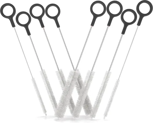 Buenalife Juego de cepillos de limpieza resistentes de 8 piezas - Limpiadores de pajitas extra largas para pajitas reutilizables de metal y