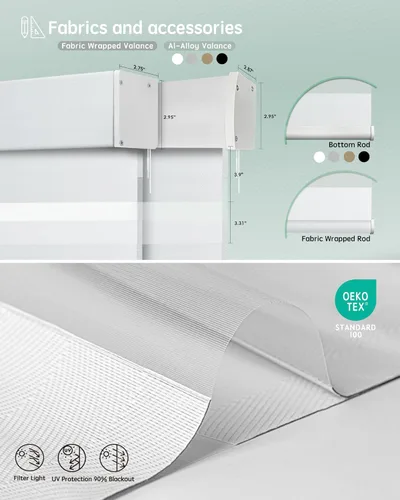 Vista 6 de Persianas de cebra motorizadas Yoolax, persianas de cebra con control remoto para ventanas interiores, persianas motorizadas con control remoto