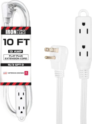 Vista 24 de IRON FORGE CABLE Cable de extensión de enchufe plano con 3 tomas, 0.91 m (3 pies) en color negro - Cable de extensión para interior con 3 tomas