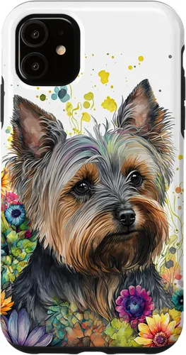 Vista 9 de Funda Yorkie Floral Yorkie Puppy Yorkshire Terrier Acuarela para iPhone 16