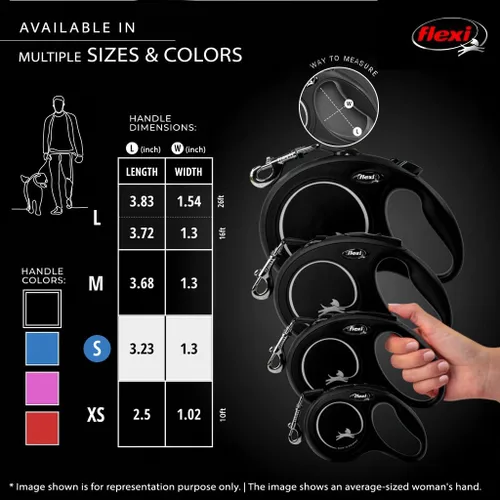 Vista 5 de FLEXI Correa Retráctil New Classic de Cable para Perros Pequeños de hasta 33 libras. – 26 pies, negro Correa para Caminar Mascotas Sin Enredos