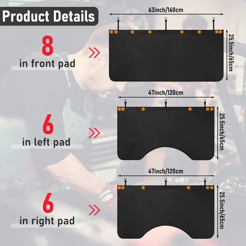 Vista 2 de 4 fundas protectoras magnéticas de cuero para mecánicos, funda protectora de cuero grande con bolsa de almacenamiento, almohadilla protectora