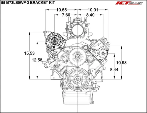 Vista 3 de LS Truck - Soporte de reubicación Turbo LSX para alternador y tensor de correa (utiliza LS1 WP)