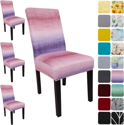 Vista 99 de Fundas para sillas de comedor, juego de 2 fundas, con patrón elástico Parsons, de elastano, extraíbles y lavables, protector para sillas de cocina