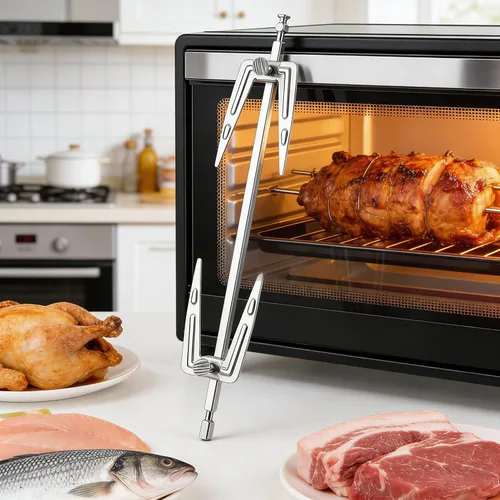 Vista 4 de Tenedor de freidora de aire de acero inoxidable y tenedor de parrilla para barbacoa, cocina en casa, al aire libre, camping