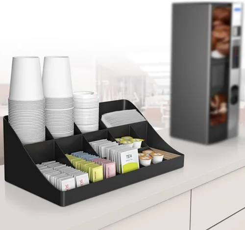 Vista 6 de Mind Reader Organizador y tabla giratoria de 2 niveles para barras de granola y bocadillos, para casa, oficina, sala de descanso, con 11