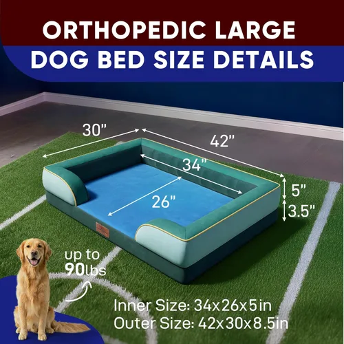 Vista 638 de Comfort Expression Cama ortopédica para perros extra grandes de 45 x 35 pulgadas, cama para mascotas XL de espuma tipo caja de huevos impermeable