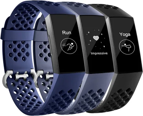 Maledan Bandas compatibles con Fitbit Charge 3/Charge 4, mujeres y hombres, correa deportiva transpirable de repuesto con agujeros de aire para