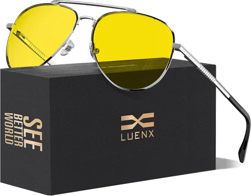 Vista 11 de LUENX Aviator Polarized Sunglasses Men Women Classic UV400 Driving negro (Black/Black Frame)