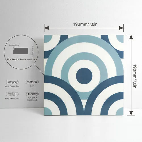 Vista 2 de COLAMO LUXURY Swatch - Azulejo despegable y adhesivo azul brillante, autoadhesivo para salpicadero de cocina para pared de acento, azulejo de pared