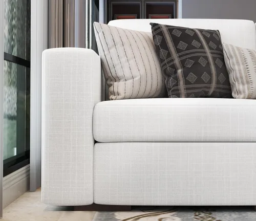 Vista 4 de Sofás seccionales para sala de estar, sofá modular en forma de L con otomana, juego de muebles de sofá beige en forma de U, 6 piezas, modernos sofás