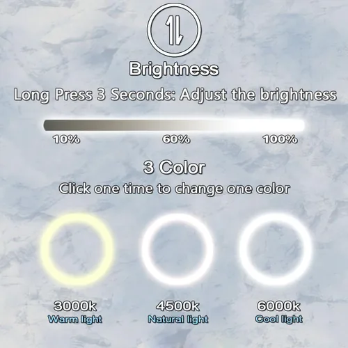 Vista 4 de Espejo retroiluminado ovalado de 32 x 24 pulgadas, brillo ajustable de 3 colores, retroiluminado, espejo de tocador ovalado iluminado para pared