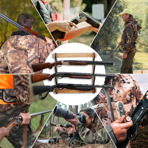 Vista 7 de Rush Creek Creations Estante para armas de interior con capacidad para hasta 3 rifles o escopetas, construcción de madera premium con acabado